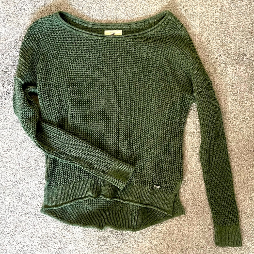 Hollister Knit Crop Sweater Dark Green